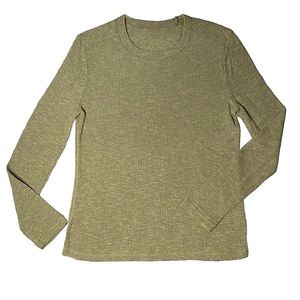 Cotton On Long Sleeve Ribbed Tee~ Army Green